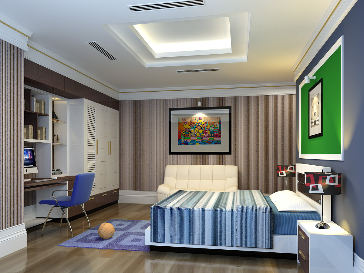 Trang trí phòng ngủ với giấy màu vân gỗ dán tường